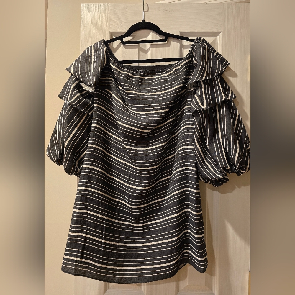 Striped Black and White Off Shoulder Women's Dress
